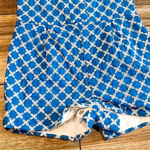 Janie and Jack Blue White Eyelet Bow Romper Size 18-24M - Picture 2 of 5